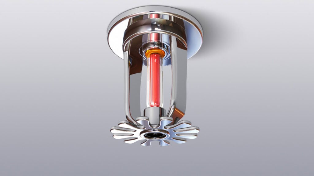 Chrome fire sprinkler head, industrial fire safety equipment.