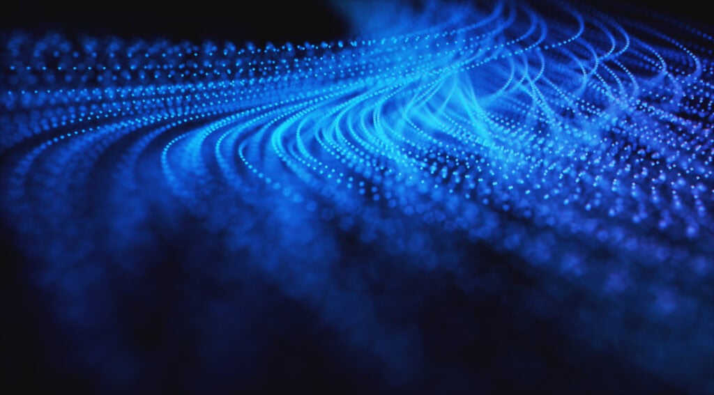 3D illustration of connections and dots representing the concept of cloud computing.