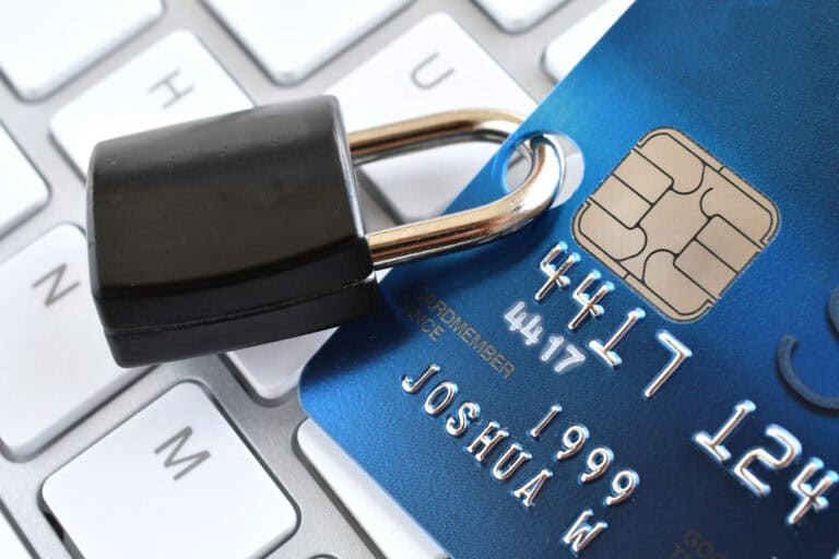 Close-up of credit card on computer keyboard symbolising cyber insurance and online financial risk for SMEs